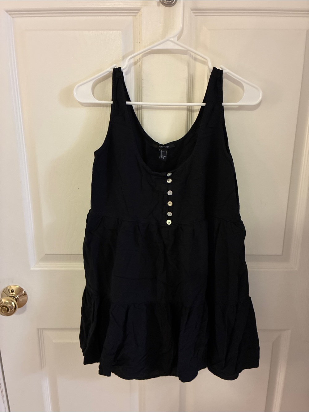 Forever 21 Black Tiered Button-Front Mini Dress